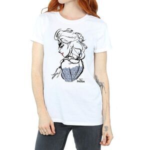 Frozen Womens/Ladies Elsa Sketch Cotton Boyfriend T-Shirt / White